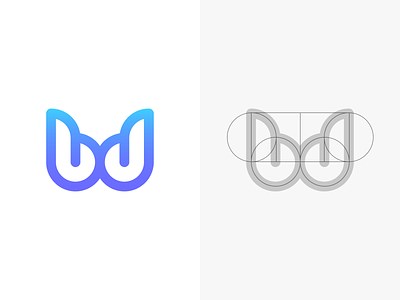 bd bd blue branding gradient graphic design icon identity logo mark minimalist simple wings
