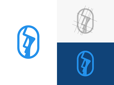 Moai / head / face logo mark blue branding cyan graphic design head icon identity logo mark minimalist moai simple