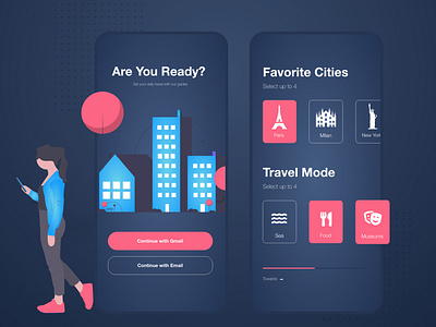 City Guides App - Dark Mode - UI Design adobe xd app app design clean clean design creative design gradient graphic design ui ui ux ui design uidesign ux