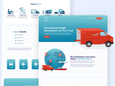 FreTru - Marketplace and Shipping Landing Page Design adobe xd clean clean design creative design gradient graphic design landing page design landing page ui landingpage ui ui design