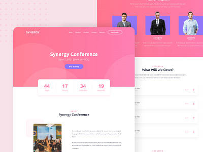Synergy - Conference Audience Landing Page Design adobe xd audience clean clean design conference creative gradient graphic design landing design landing page landing page design ui ui design