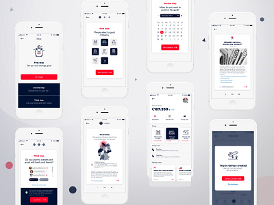 The Trust - Goal-saving, finance tracking and investing app app banking finance app flat ui goal investing ios ios app design iphone mobile mobile app mobile app design mobile ui money saving tracking ui user experience user interface ux