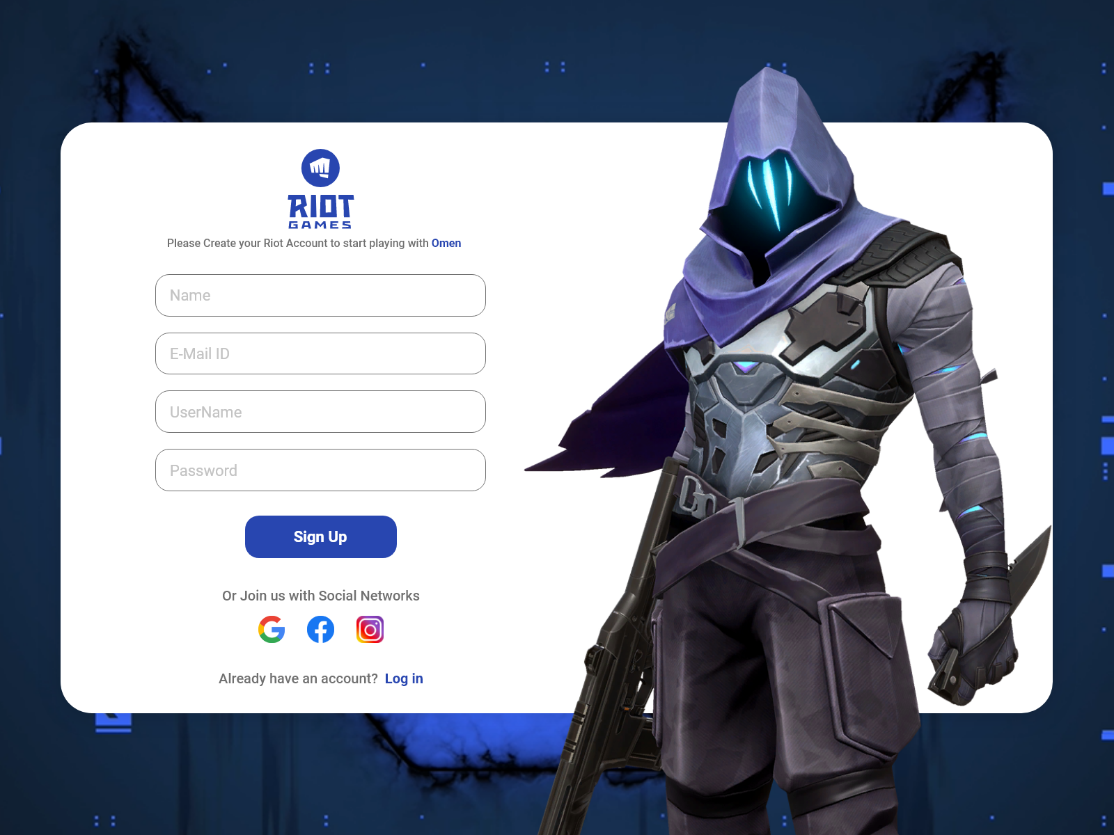 Riot Games Omen Sign Up Screen By Sakthi Ram On Dribbble