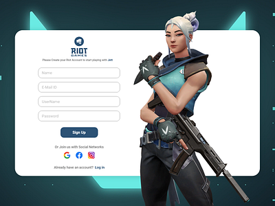 Riot Games Jett Sign-up Screen design minimal riotgames riotvisualdesign ui uidesign ux valorant