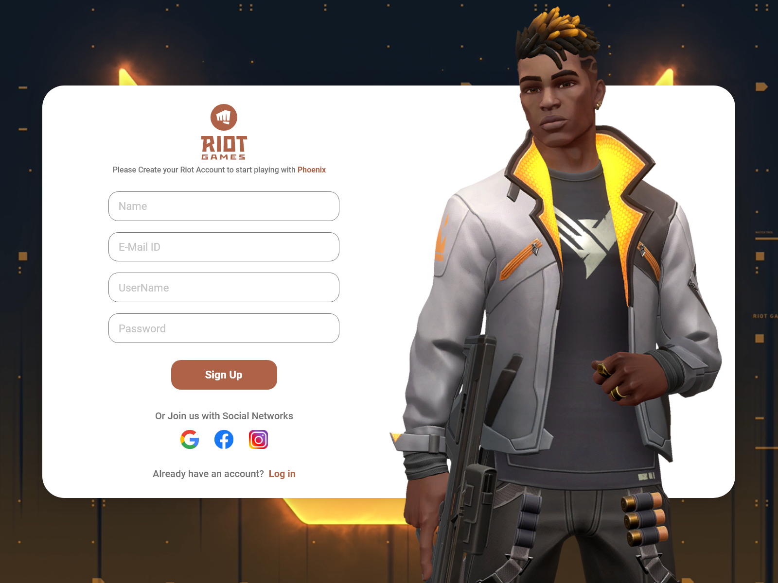 Riot Games Phoenix Sign-up Screen by Sakthi Ram on Dribbble