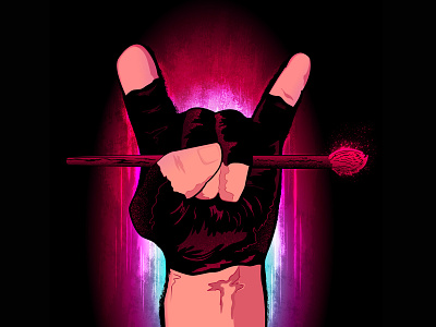 Design X Rock 80s anime art hard rock horns illustration illustration design metal neon poster rock