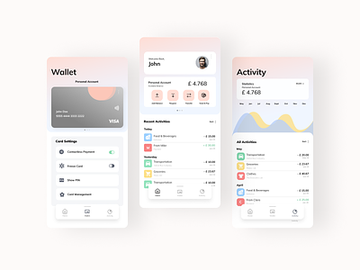 Mobile Banking App Visual Exploration android app design finance illustration interaction design ios mobile banking ui uiux userexperience userinterface ux wallet