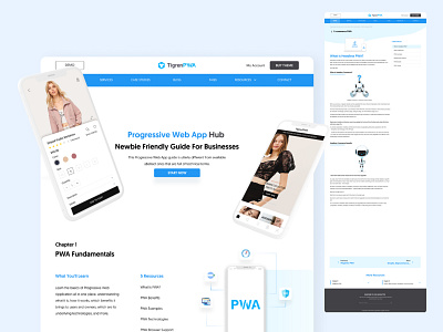PWA - Blog Guide For Businesses app blog branding design home illustration landing page pwa technology ui website