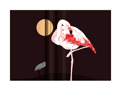 Flamingo & Stork adobe illustrator design digital art digital illustration digitalart illustration indian style vector