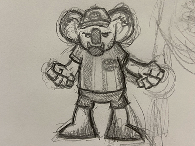 Grumpy koala mascot sketch