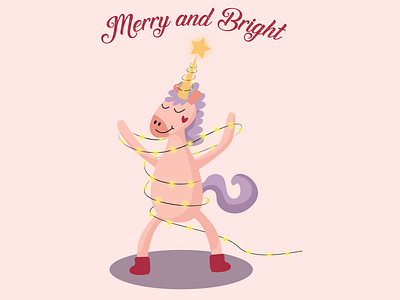Unicorn Greeting Card adobe illustrator character characterdesign greetingcard holiday card holidays illustration minimal postcard unicorn vector