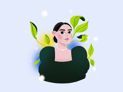 Girl blue character digitalart flower girl green illustration procreate
