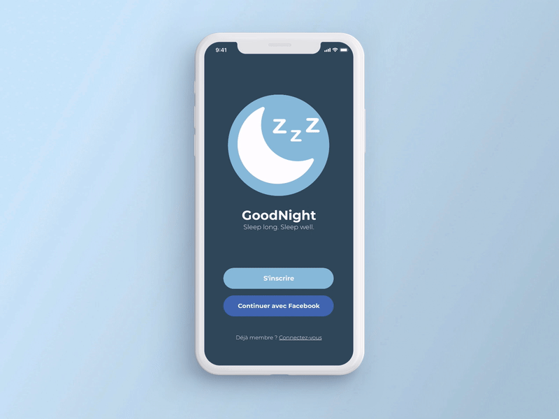 Sign Up Page for GoodNight app app screen dailyui dailyui 001 dailyuichallenge design form modal sign up signup ui uidesign uiux ux ux design uxdesign uxui welcome page