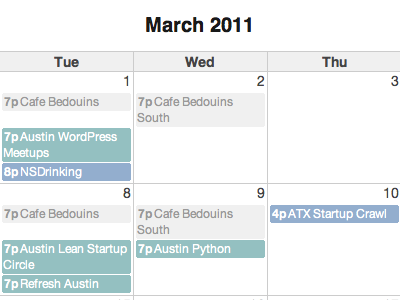 ATX Web Events Calendar