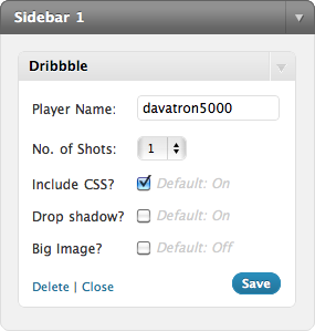 Wordpress Dribbble Widget blog sidebar widget wordpress