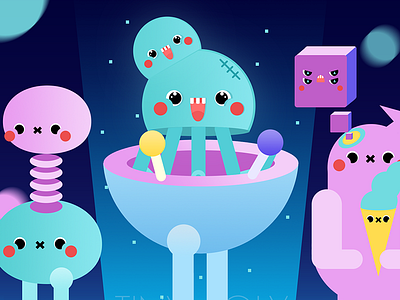 Mechanical Friends art character design digital graphic illustration monster planet scene toy universe vector