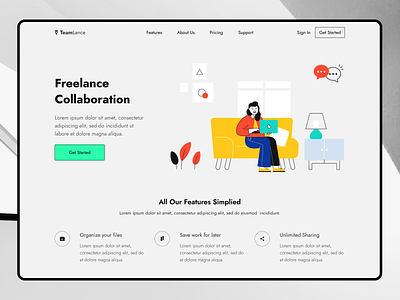 Freelance Hero Header collaboration freelance hero homepage illustration minimal sketch ui ux