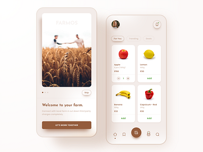 Grocery App adobe xd ahmedabad brown farm farmer grocery gujarat india minimal ui ux