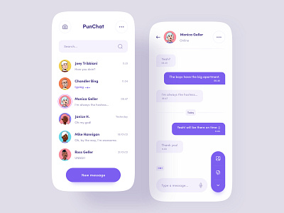 Chatting App adobe xd ahmedabad app chat conceptual friends gujarat india message minimal purple ui ux