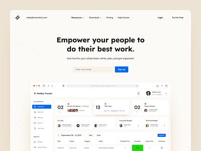 Employee Management System Landing Page human resource landing page dashboard admin time management task management week plan profile product design conceptual ui ux track india ahmedabad gujarat clean leave management employee manage