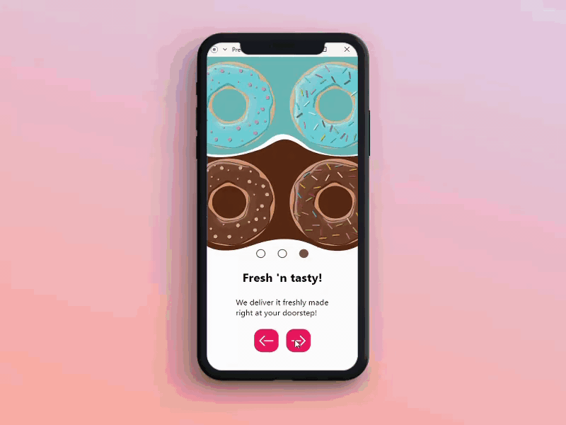 Donut animation app design mobile pink ui ux