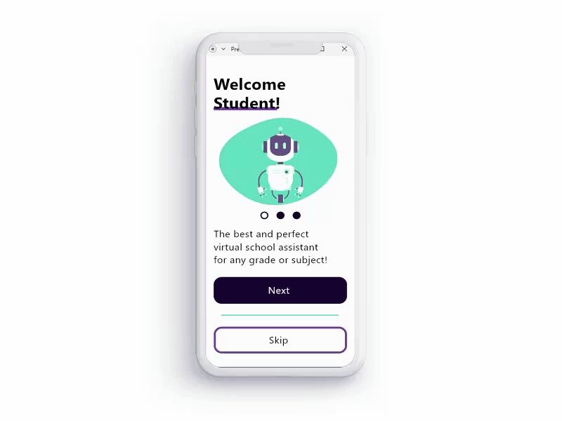 School assistant animation app design ui