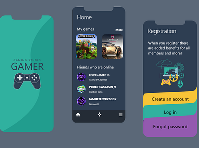 Gamer app design gaming ui ux