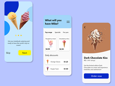 Ice cream Shop app design ice cream ui ux