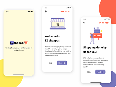 EZshopper onboarding app design onboarding shopping ui ux