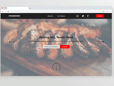 Steakhouse website design header hero section steak ui ux web website