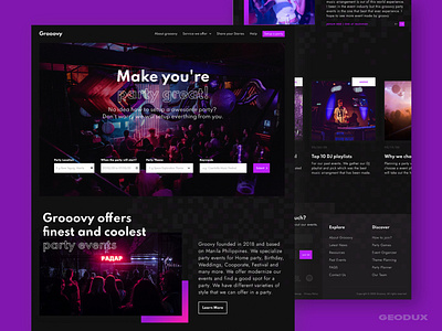 Grooovy branding business dark design ecommerce event festival party party event ui uidesign uidesigner ux uxdesign web webdesign webdesigner website