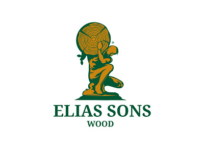 Elias Sons Wood atlas holding illustration logo man tree vector wood youth
