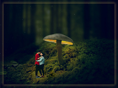 manipulation Art Beautiful Natural Place with Romantic Couple