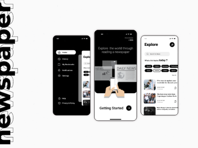 Newspaper App | Mobile App clean ui mobile app design mobile ui monochrome simple clean interface ui design