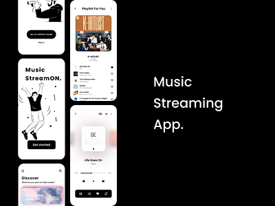 Music Streaming App | Mobile App app design blue and white clean ui mobile app design mobile design mobile ui monochrome ui ui design