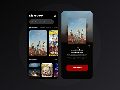 Movie Streaming | Mobile App app design clean ui design mobile app design mobile design mobile ui monochrome movie app ui ui design