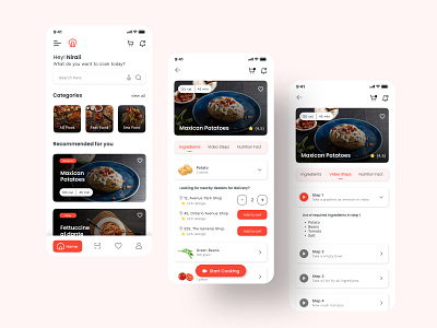 Cooking Recipe App Design Concept app app design app ui app ui concept app ui design app ui kit application ui design bottom navigatio bar design bottom navigation design figma navigation bar ui ui design ui element