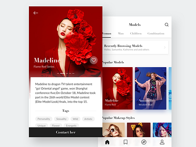 Looking For Models App art brief fashion feed information model red sexy ui white