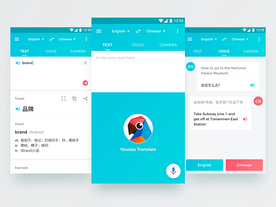 Youdao Translate app aquamarine clean design efficient translate translator ui ux