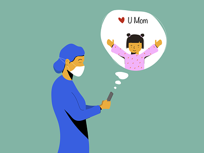 Mother's Day Wishes child corona daughter happy hour illustrator love mom mothersday nurse phone smile smiles ui videocall