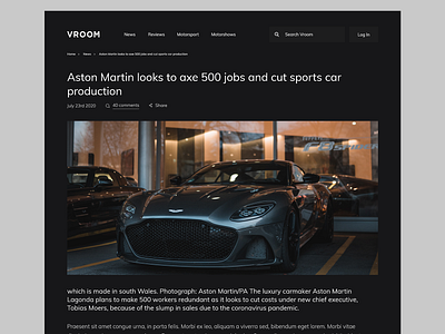 Vroom - Article Page article blog cars concept design tech ui uiux user experience userinterface ux