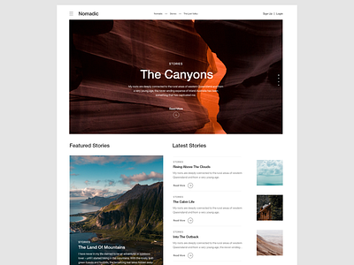 Nomadic - Homepage article blog concept design minimal travel ui uiux ux website