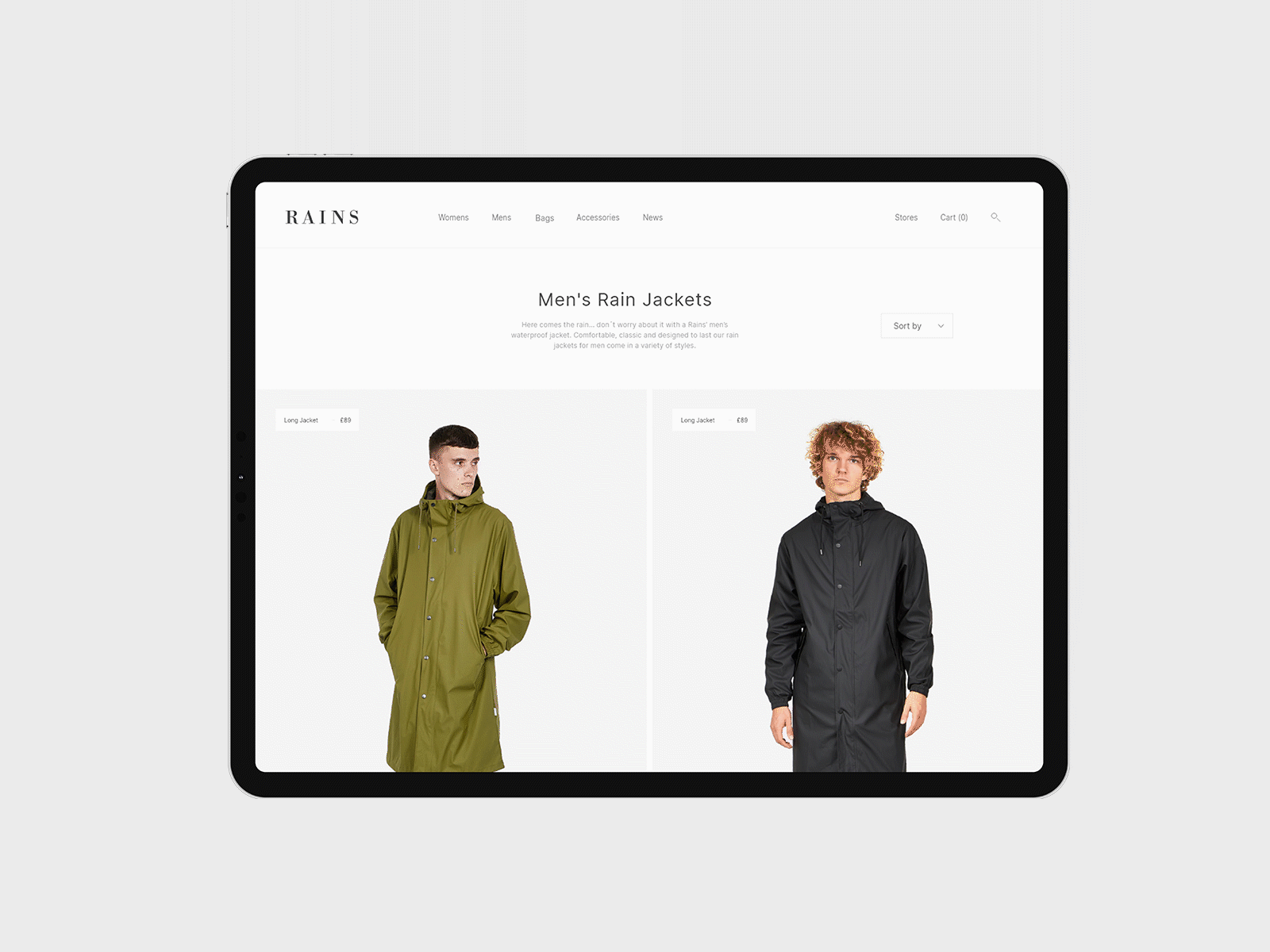 Rains Clothing Website Redesign