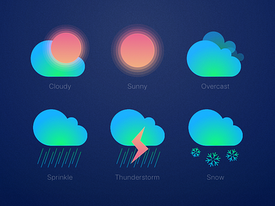 Weather cloudy illustrator overcast snow sprinkle sunny thunderstorm weather