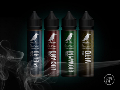 Omerta e-liquid series label design black brand design branding e liquid label label design mockup product vaping