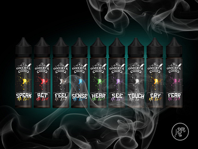 Omerta e-liquid series label design black brand design branding e liquid label label design mockup product vaping