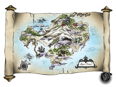 Game Maps: Magic Island adobe art artwork color concept design digital digital art drawing game hand drawn illustration ink map paper photoshop rpg tabletop