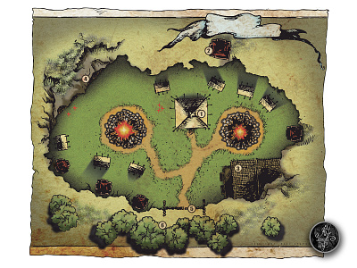 Game Maps: The camp adobe art artwork color concept design digital digital art drawing game hand drawn illustration ink map paper photoshop rpg tabletop