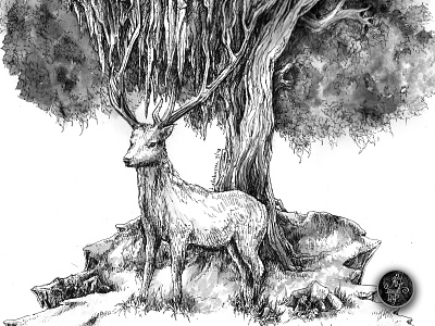 Magic Deer art artwork black black and white deer drawing fantasy hand drawn illustration ink logos