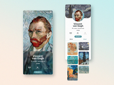 #006 User Profile app app screen art artist dailyui design painting ui uiux user interface user profile van gogh webdesign